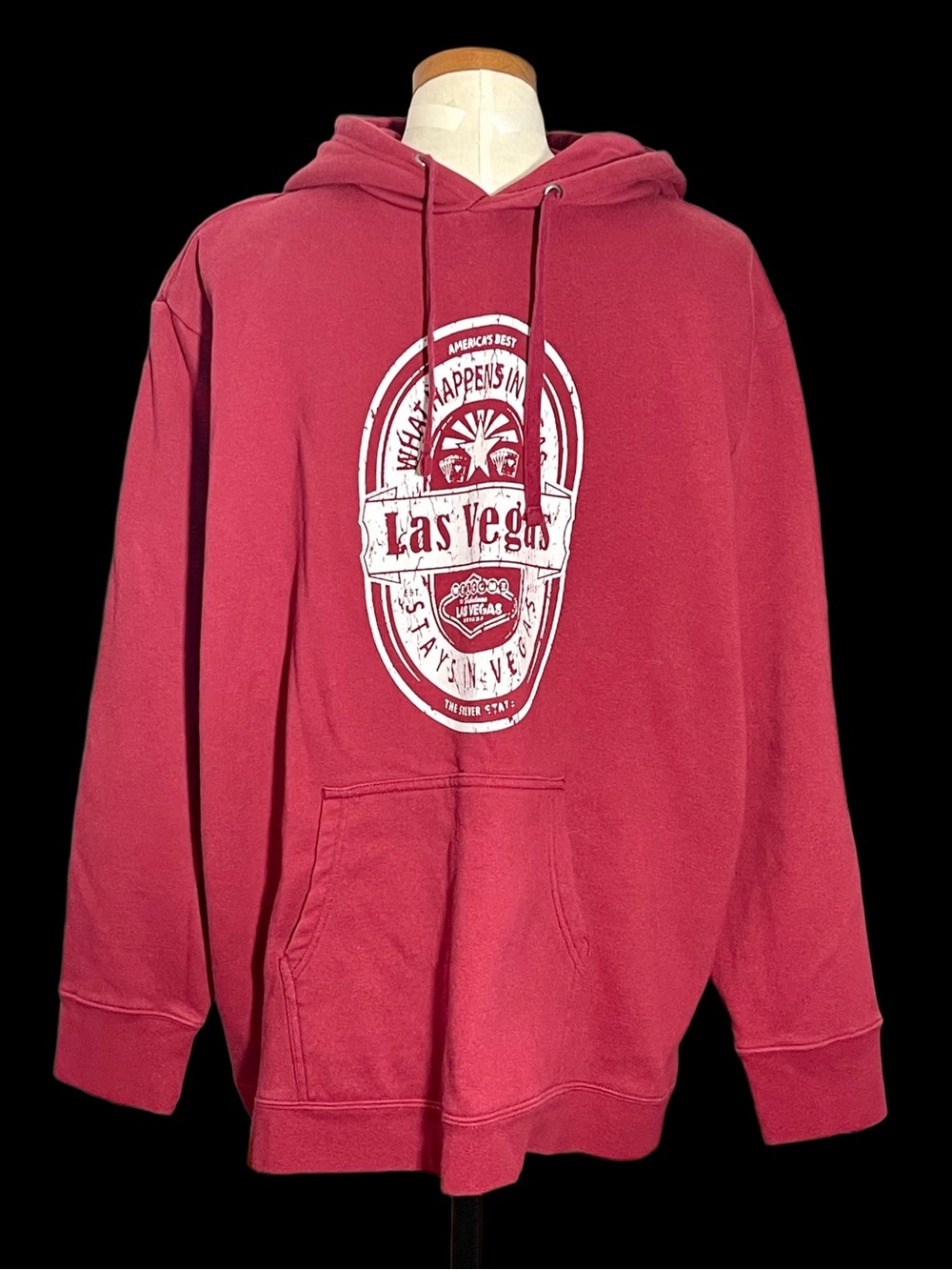 What Happens In Vegas Stays In Vegas Red Graphic Pullover Hoodie Red SzXXL